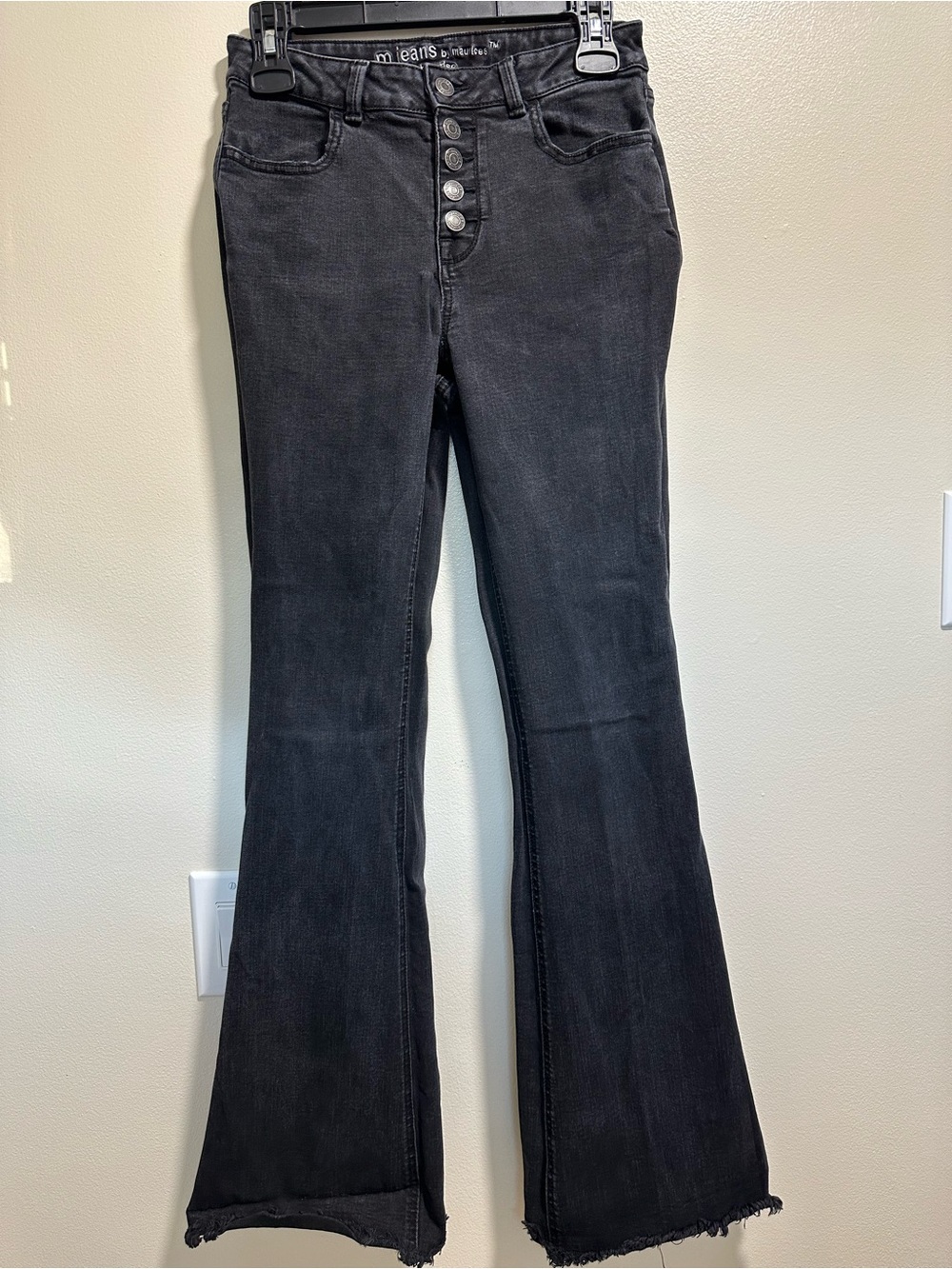 Maurices Black Flare High Rise Jeans with Button Fly